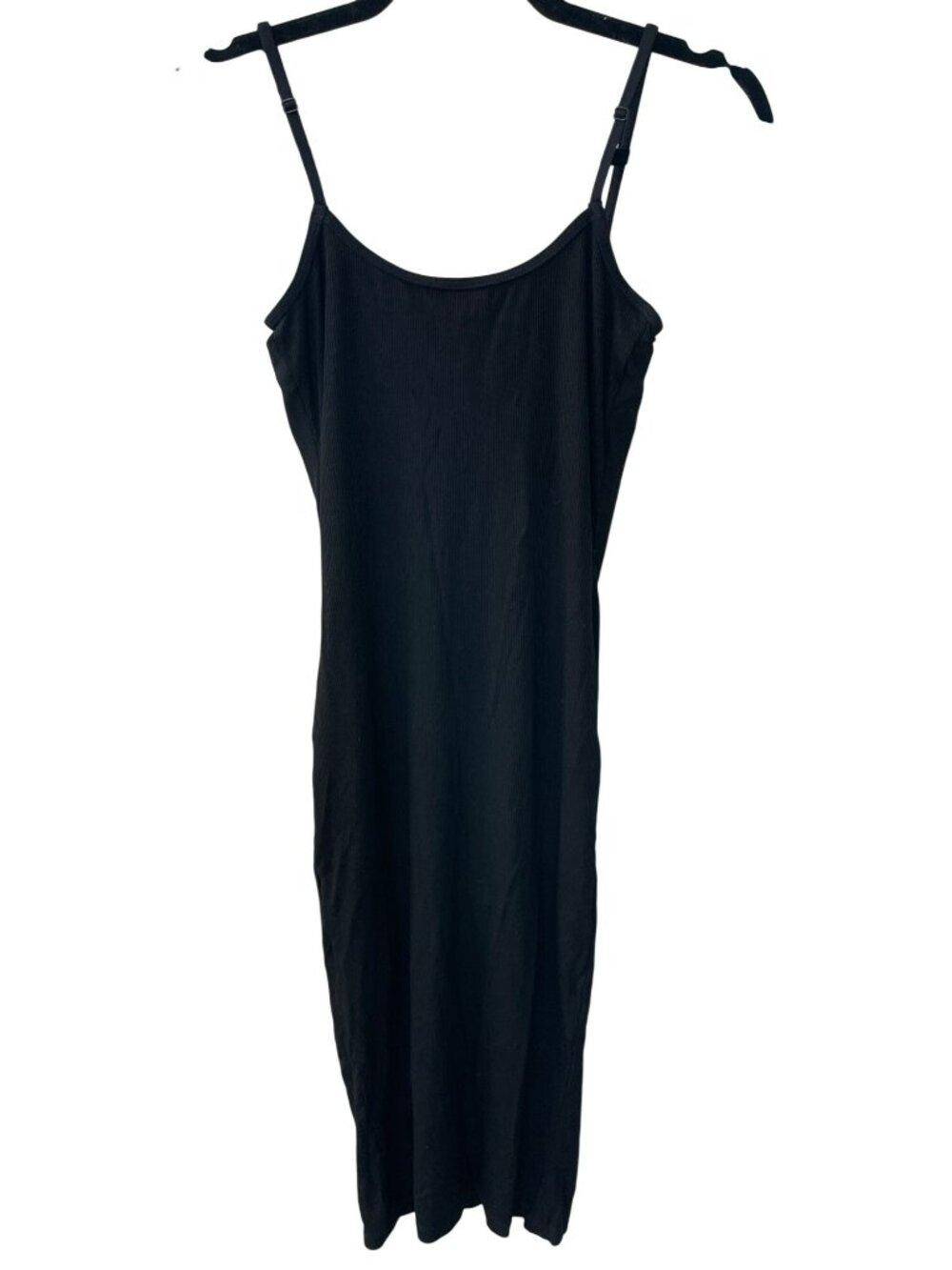 Popilush Built-In Bra Shapewear Black Ribbed Midi Dress Built-in-Shorts Sz M NWT - Picture 2 of 8